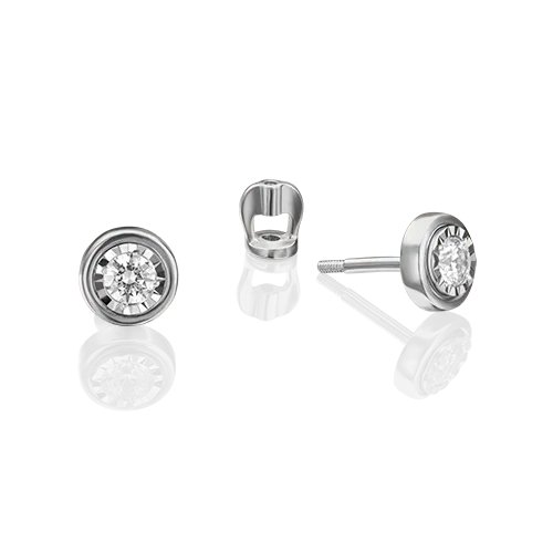 Stud earrings in white gold with a diamond-042