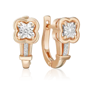 English lock earrings in combined gold and diamonds-049