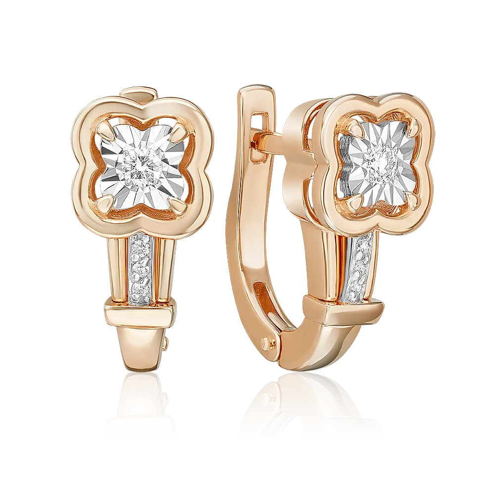 English lock earrings in combined gold and diamonds-049