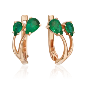 English Lock Earrings in Rose Gold with Emeralds-057