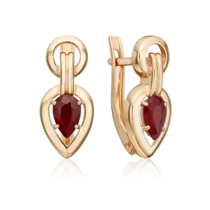 English lock earrings in red gold with ruby-051