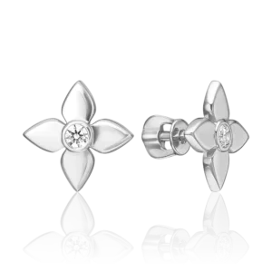 Stud earrings in white gold with a diamond-055