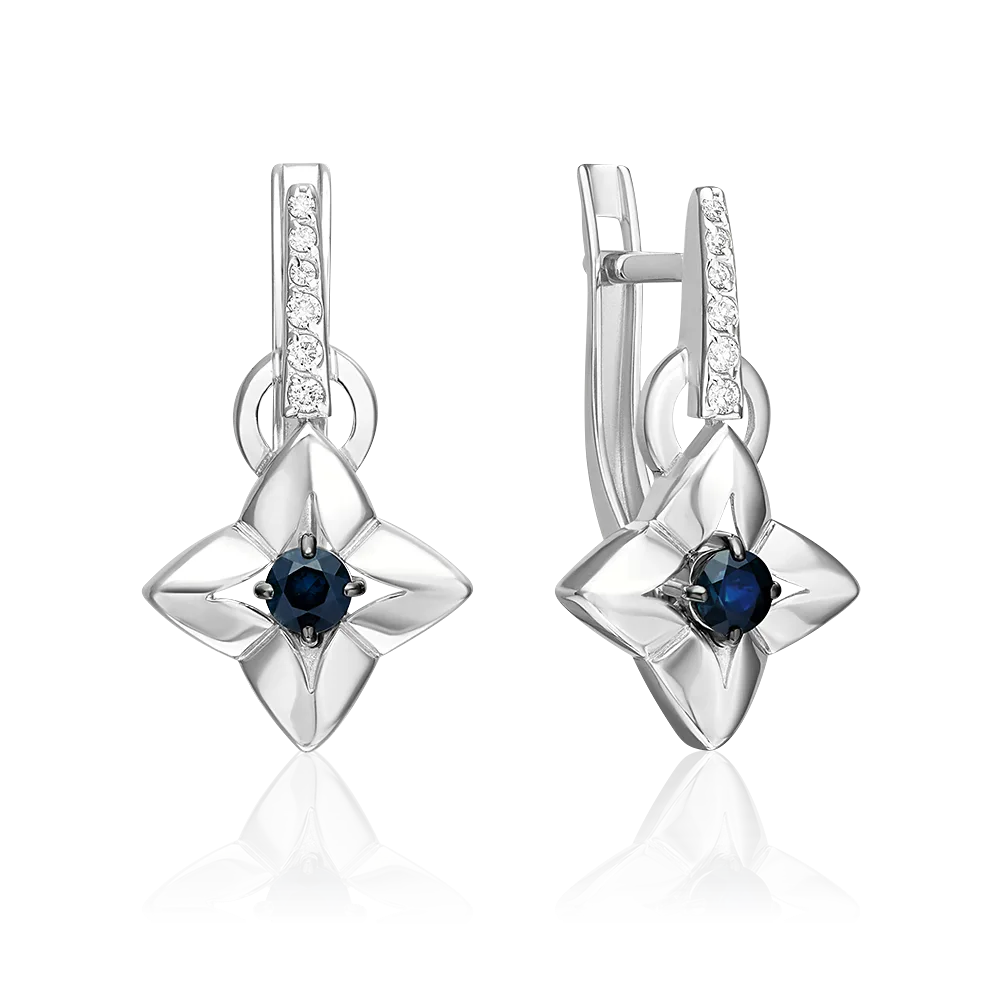English lock earrings in white gold with sapphire and diamonds-066