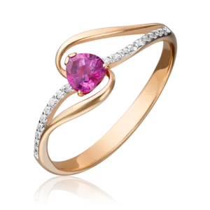 Red gold ruby diamond ring-016