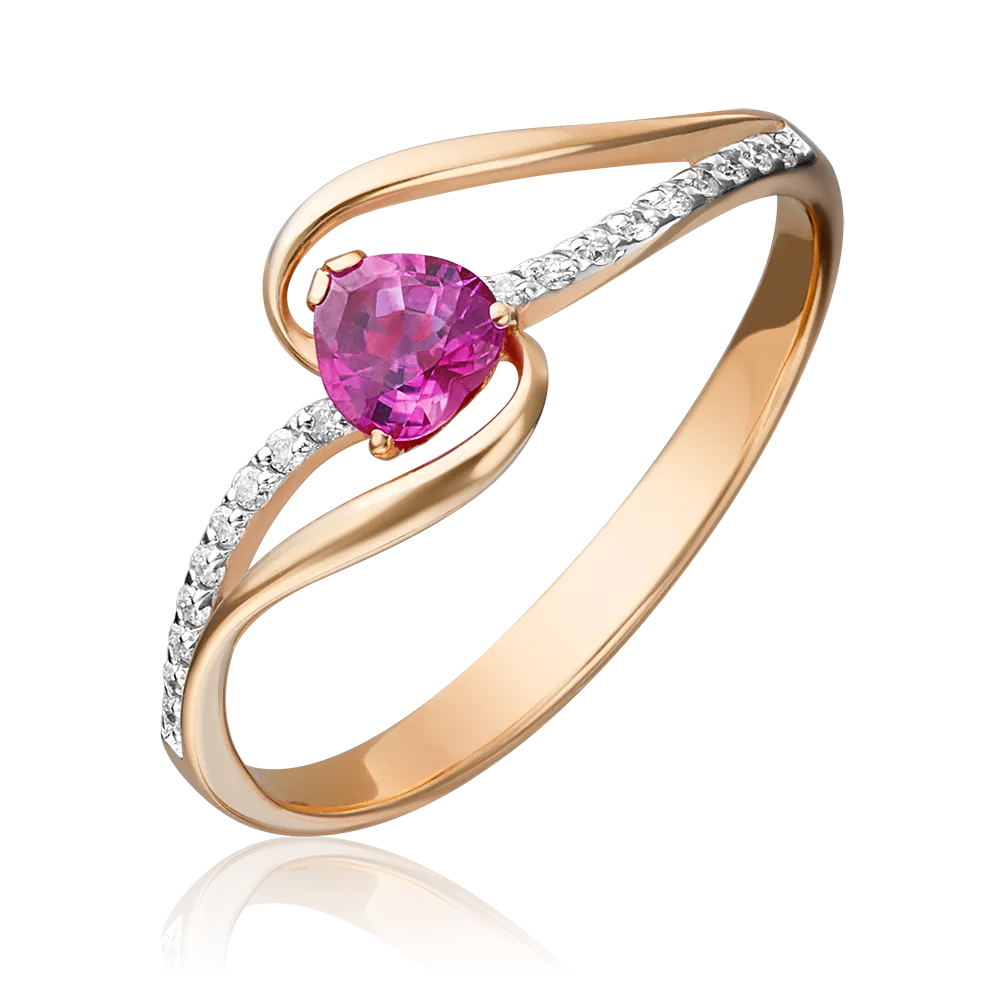 Red gold ruby diamond ring-016