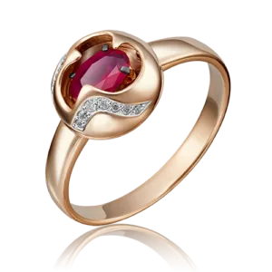 Red gold ruby diamond ring-011