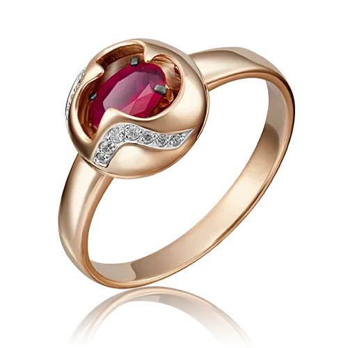 Red gold ruby diamond ring-011