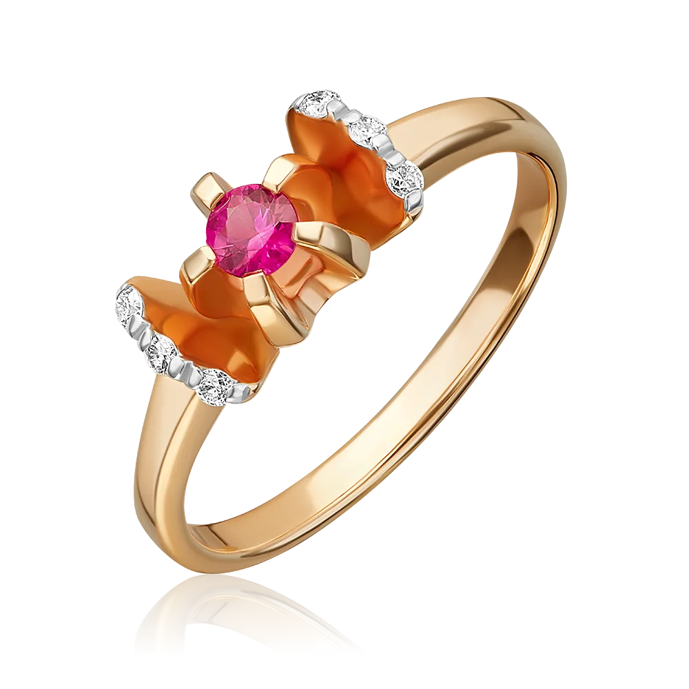 Rose gold ruby diamond ring-005