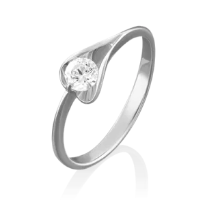 White gold diamond ring in heart petal-014
