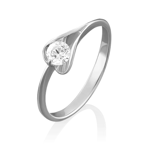 White gold diamond ring in heart petal-014