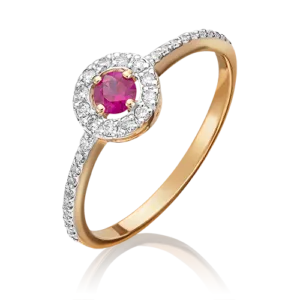 Rose gold ruby diamond frame ring-015