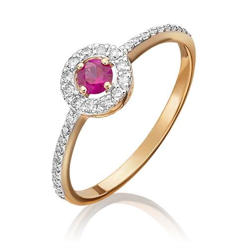 Rose gold ruby diamond frame ring-015