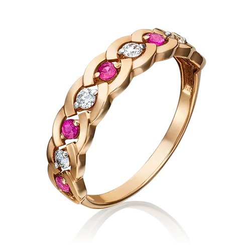 rose gold ring with diamonds and rubies-020