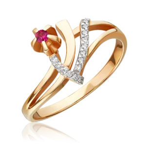 Rose gold ruby diamond ring-022