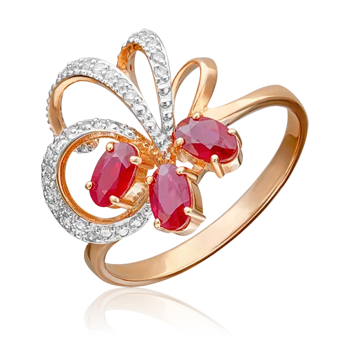 Rose gold ring with rubies and diamonds-024