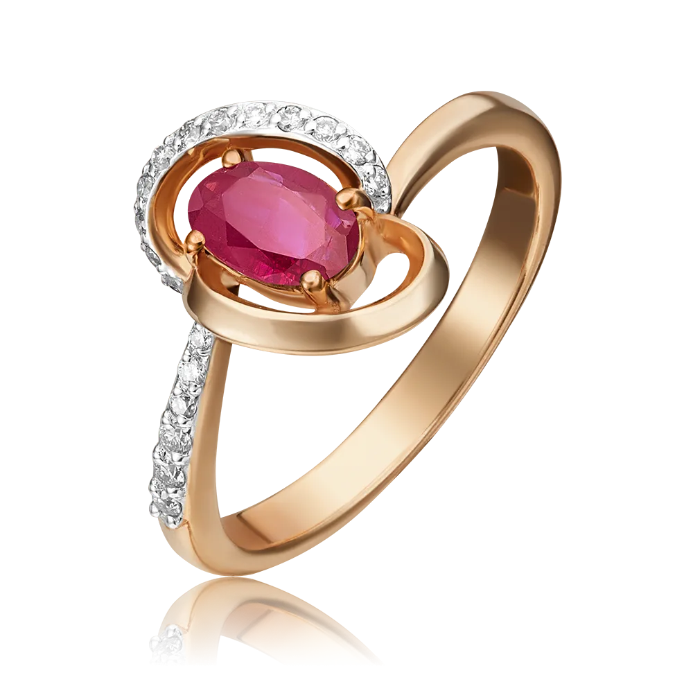 Rose gold ruby diamond ring-023