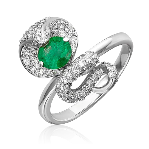 King Cobra ring in white gold with emerald and diamonds-034