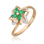Rose Gold Ring with Emeralds and Diamonds-035