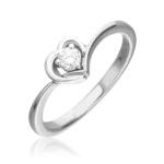 White Gold Diamond Ring in Heart -044