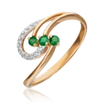 Rose gold ring with emeralds and diamonds-058