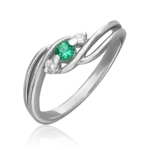 white gold emerald diamond ring-064