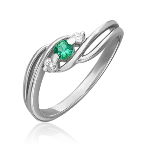 white gold emerald diamond ring-064