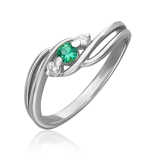 white gold emerald diamond ring-064