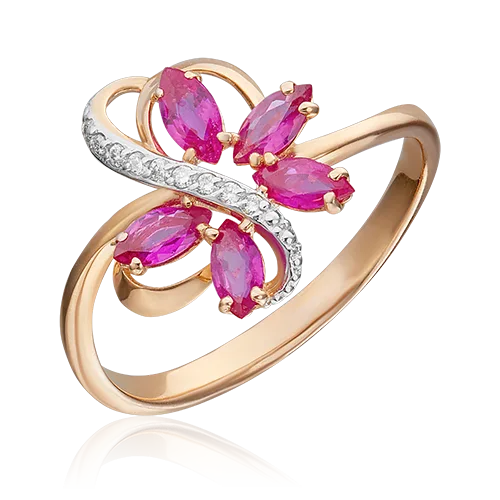 Rose gold ring with rubies and diamonds-026