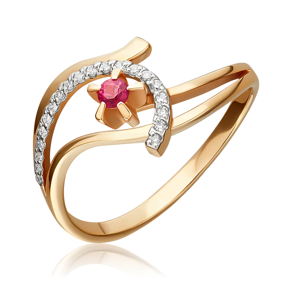 rose gold ruby diamond ring-079