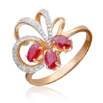 Rose gold ring with rubies and diamonds-024