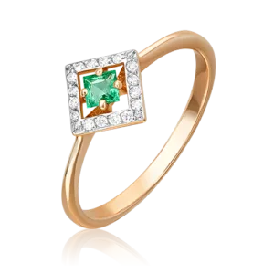 Rose gold ring with emeralds and diamonds-102