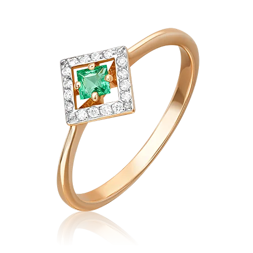 Rose gold ring with emeralds and diamonds-102