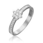 White Gold Diamond Flower Ring-019