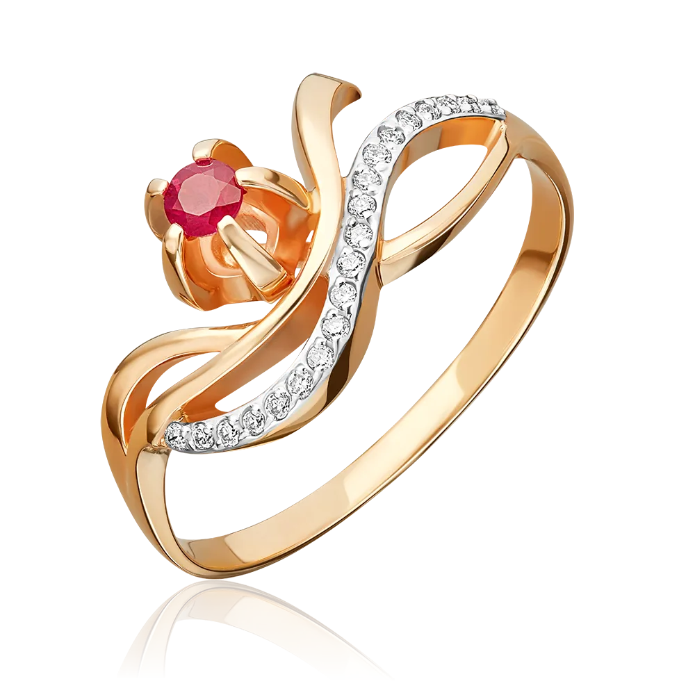 Rose gold ruby diamond ring-003