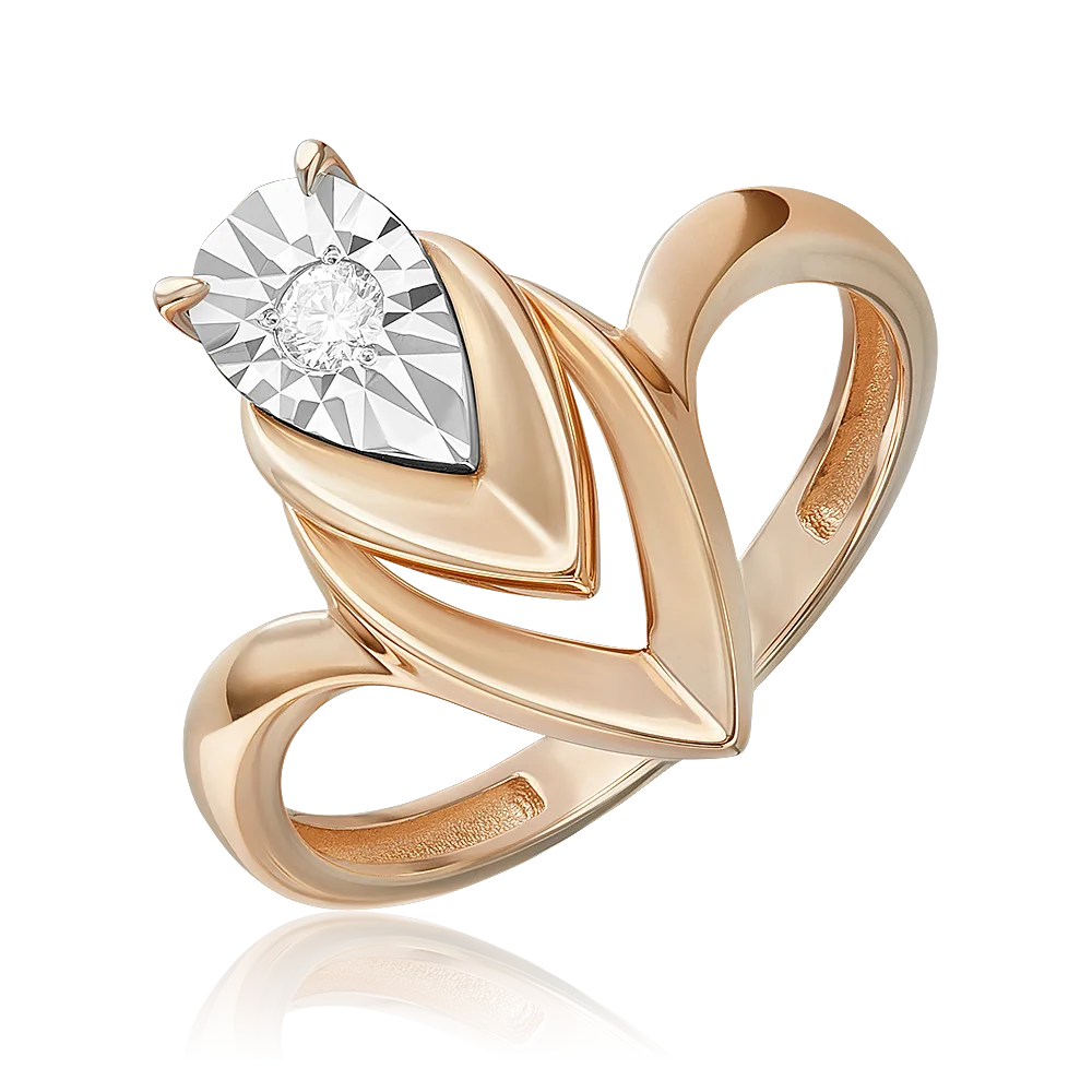 Combined gold and diamond ring-086