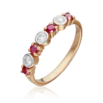 Rose gold ring with diamonds and rubies-030