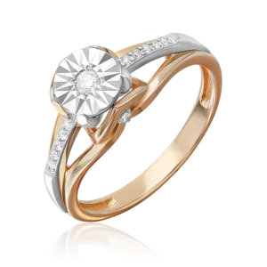 Combined gold with diamonds ring-083