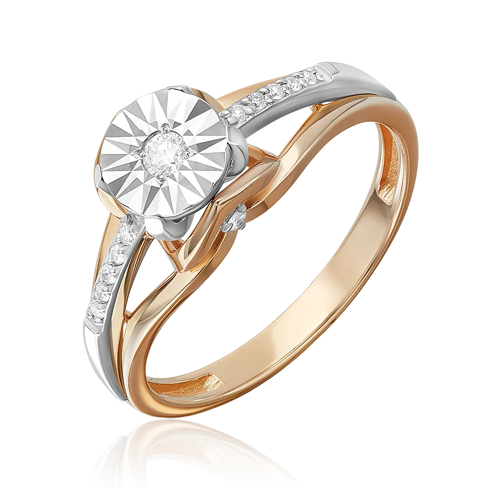 Combined gold with diamonds ring-083