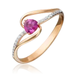 Red gold ruby diamond ring-016
