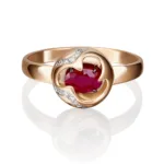 Red gold ruby diamond ring-011