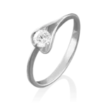 White gold diamond ring in heart petal-014