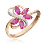 Rose gold ring with rubies and diamonds-026
