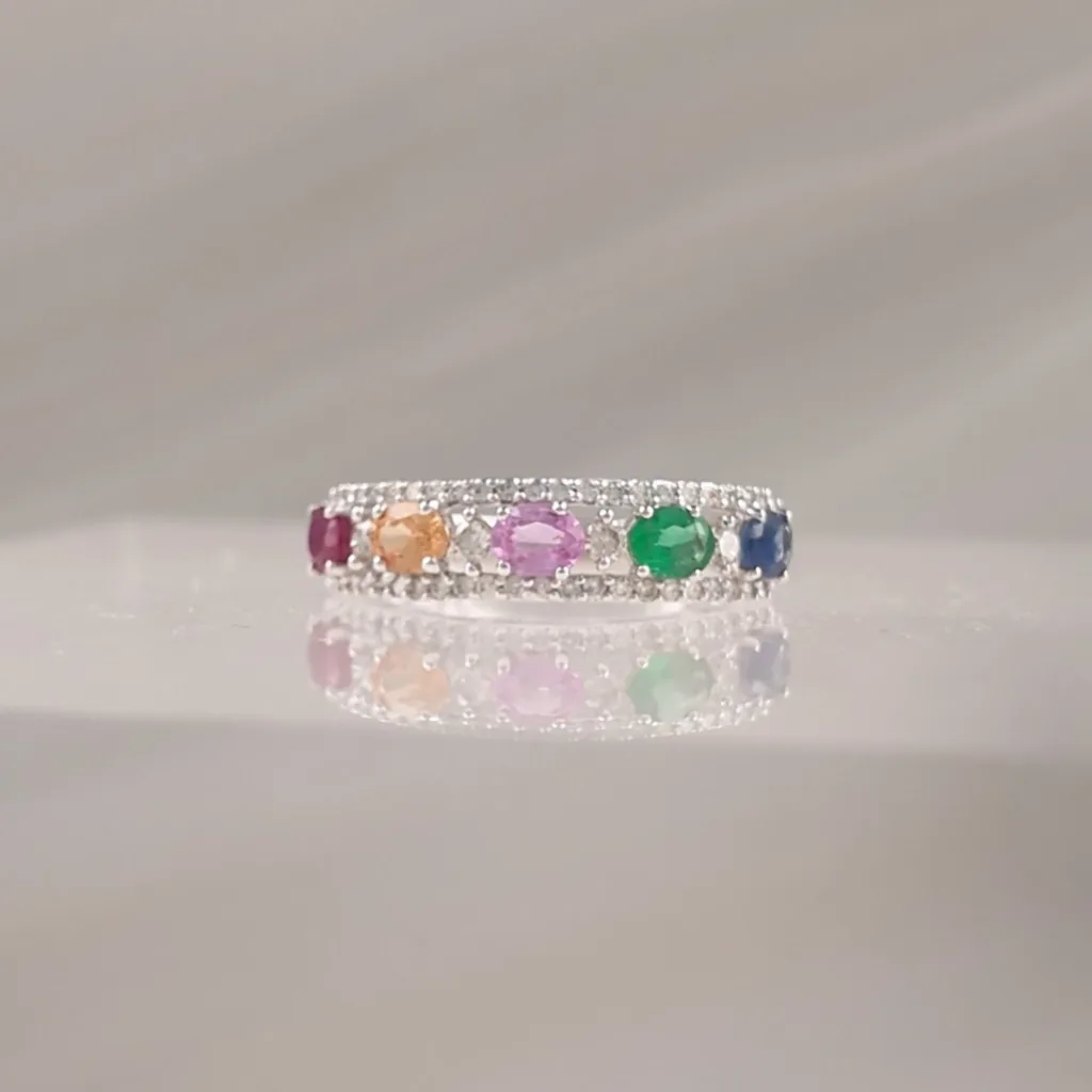 14K WHITE GOLD MULTI-COLOR W/DI – 285