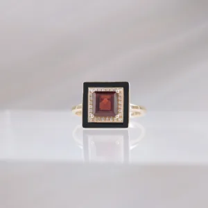 14K SQUARE GARNET W/ DIAMONDS – 773