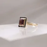 14K SQUARE GARNET W/ DIAMONDS – 773