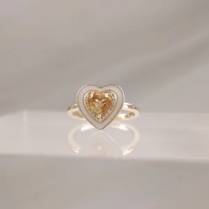 14K HEART SHAPE CITRIN W/DI – 291