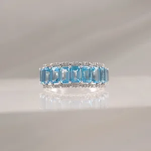 14K WHITE GOLD B/TOPAZ W/DI -027