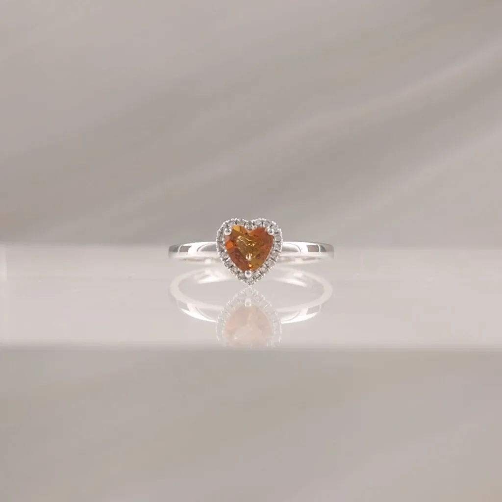 14K WHITE GOLD HEART SHAPE CITRIN W/DI- 292