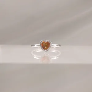 14K WHITE GOLD HEART SHAPE CITRIN W/DI- 292