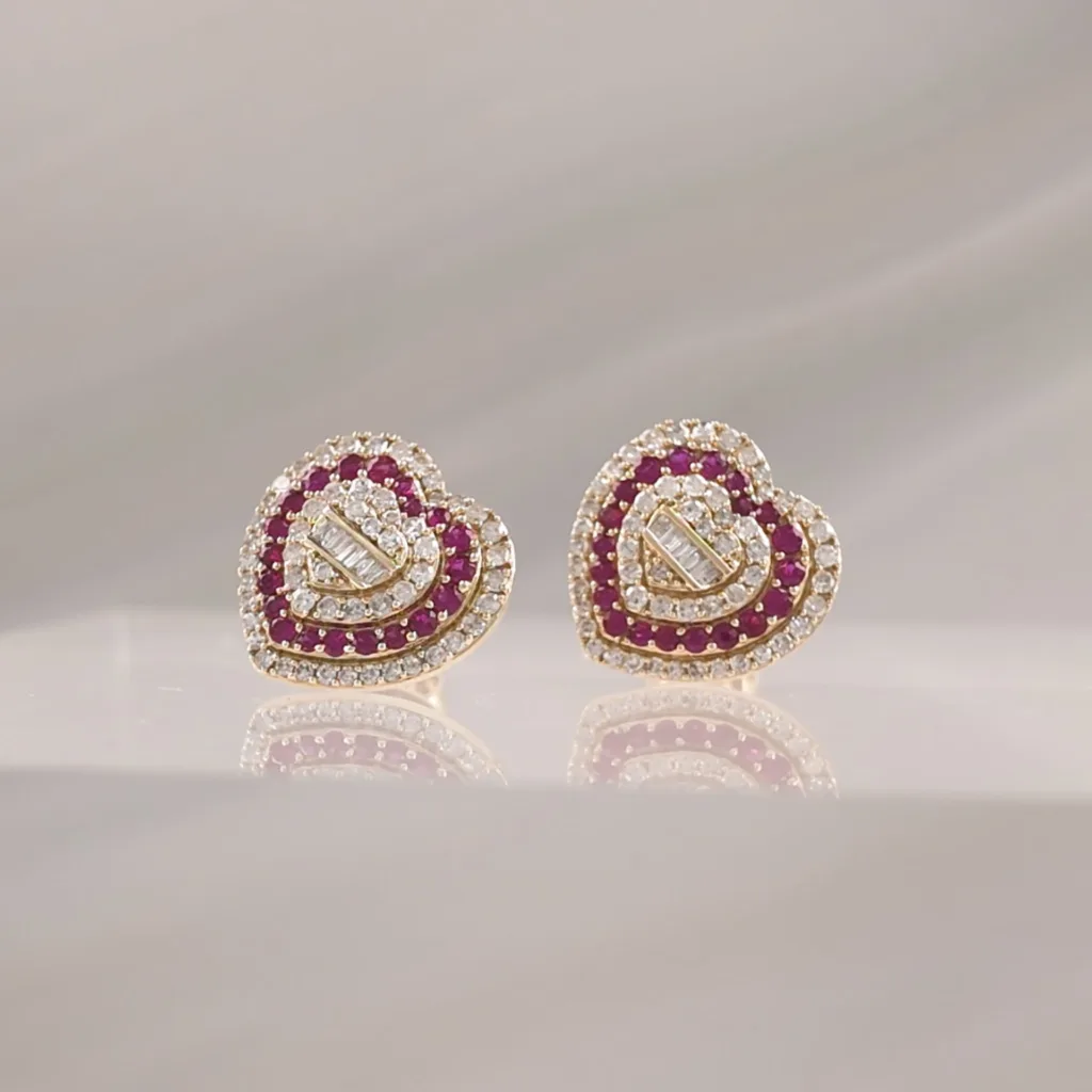 14K RUBY HEART W/DIAMONDS – 632